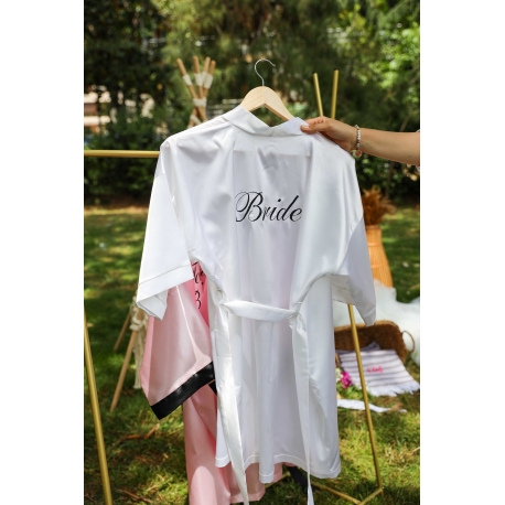 Siyah Bride Nakış İşlemeli Gelin Sabahlık