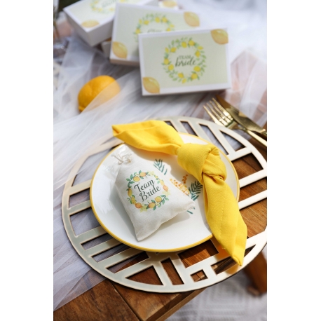 Limon Detaylı Team Bride Baskılı Hediyelik Bez Kese