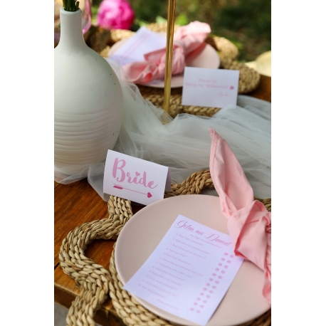 5'li Pembe Ok Detaylı Gelin Nedime Çatı Kart Takımı