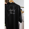 Maid of Honour Nakış İşlemeli Siyah Nedime Sabahlık