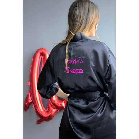 BRIDES TEAM NAKIŞ İŞLEMELİ SATEN GELİN SABAHLIK