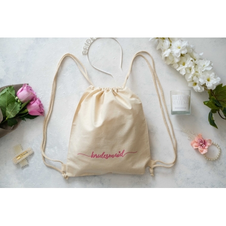 BRIDESMAID BASKILI BEZ SIRT ÇANTASI